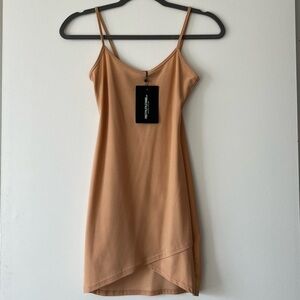 PrettyLittleThing Camel Strappy Wrap Skirt Bodycon Dress